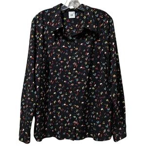Cabi Large 3423 Confetti Ferris Print Long Sleeve Button Down Blouse Y8